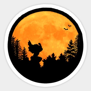 Romantic turkey with bat at night in the moonlight Sticker